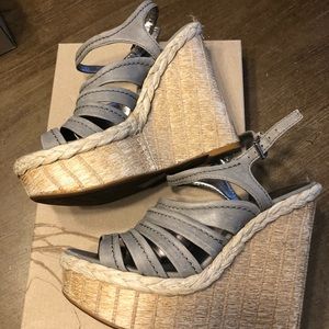 Silver/ gray matte Nine West sandal espadrille